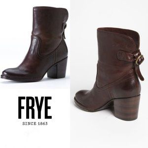 Frye Women's Lucinda Leather Short Ankle Boots Booties Size 8.5 M Dark Brown